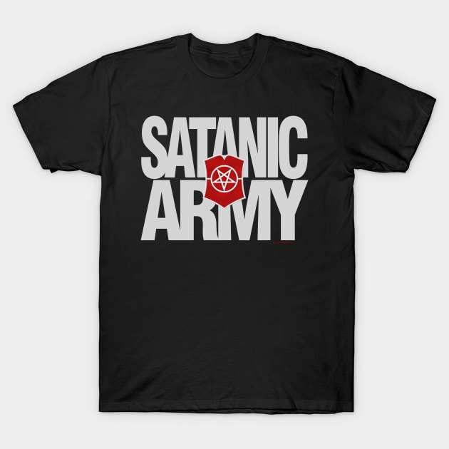 The Satanic Army - Pentagram Shield T-Shirt by RainingSpiders